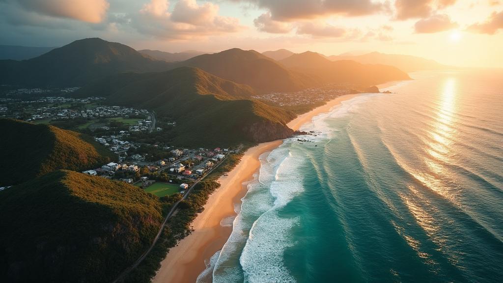 Aerial view of Central Coast NSW showing beautiful coastline and residential areas